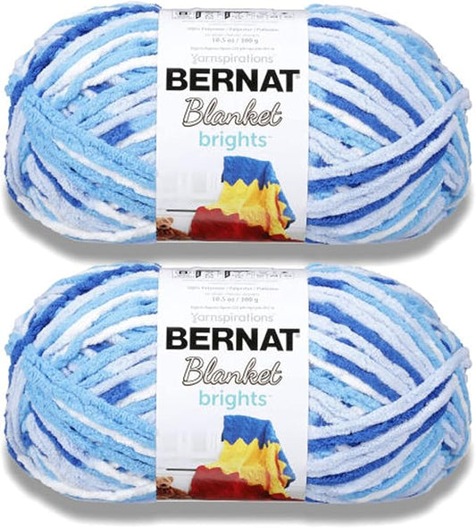Bernat Blanket Brights Waterslide Varg Yarn - 2 Pack of 300g/10.5oz - Polyester - 6 Super Bulky - 220 Yards - Knitting/Crochet