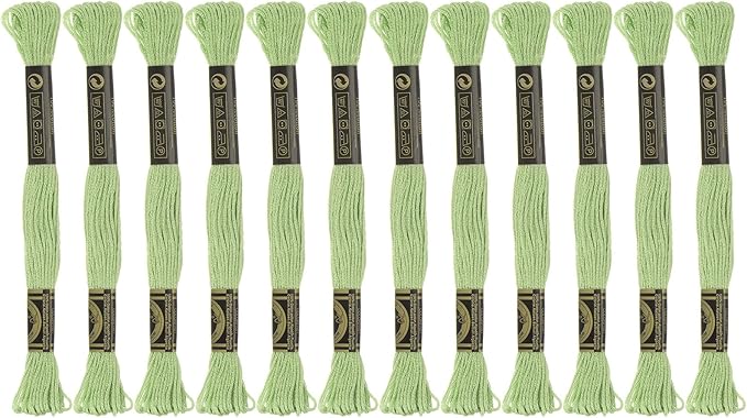 HARFINGTON 12 Skeins Embroidery Floss 8m Each Egyptian Long Fiber Cotton Cross Stitch Thread 26S/2x6 for Embroidery Projects Bracelet, Light Green