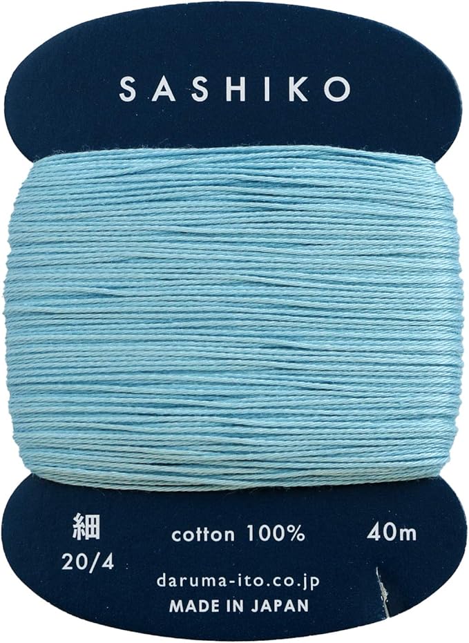 Yokota Daruma Sashiko Thread Single and Variegated Color (Water Blue, Thin 40M Card)