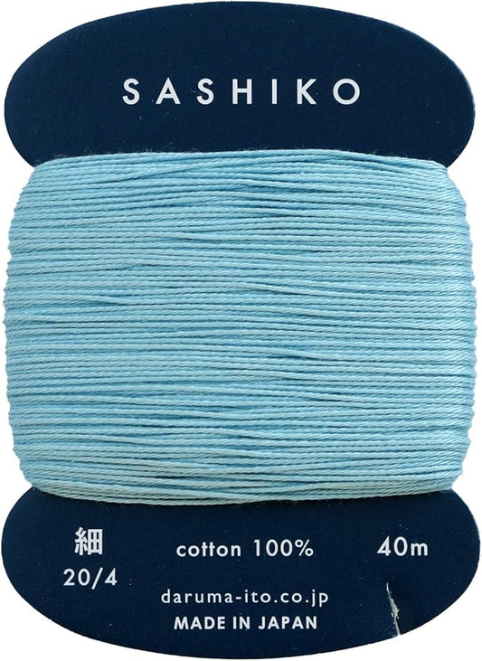 Yokota Daruma Sashiko Thread Single and Variegated Color (Water Blue, Thin 40M Card)