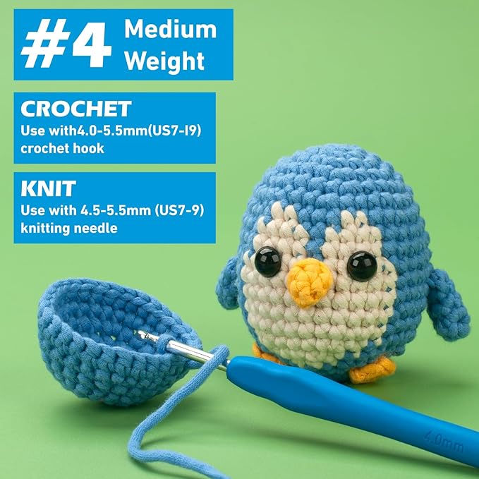 Beginner Crochet Yarn for Crocheting & Knitting, Cotton Yarn for Crochet Amigurumi, 3 Pack×1.8 oz Yarn with Easy-to-See Stitches and No Split, Worsted Medium # 4, Cotton-Nylon Blend