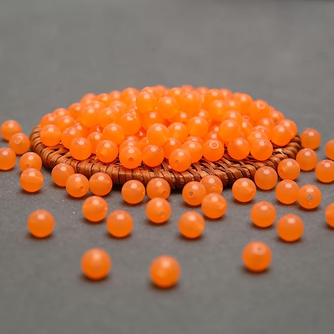bonny boxx 1000pcs 6mm jelly orange acrylic round beads, smooth transparent acrylic balls, plastic resin gumball bubblegum chunky beads for necklace & bracelet making, crafting supplies