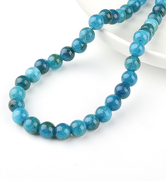 Natural Stone Beads Gemstone Beads for Jewelry Making - Crystal Beads for Bracelets, 8mm Beads Round Loose Beads(44-47pcs, 8mm, Blue Ppatite Jade)
