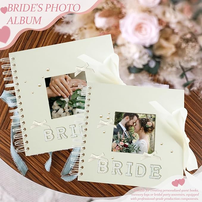 8 x 8 Inch Wedding Scrapbook,Letters To The Bride Scrapbook, Photo Album Includes (photo album, letter stickers, bows, nano glue, letter and number sticker, and pearl stickers)