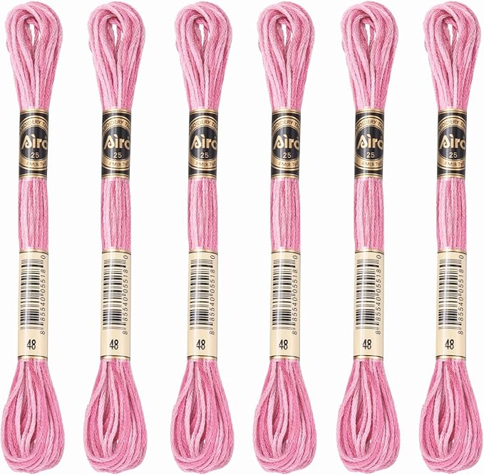 PATIKIL 6 Skeins Embroidery Floss, Polyester Embroidery Threads Bracelets String for Cross-Stitch Hand Embroidery, Pink