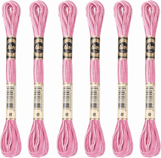 PATIKIL 6 Skeins Embroidery Floss, Polyester Embroidery Threads Bracelets String for Cross-Stitch Hand Embroidery, Pink