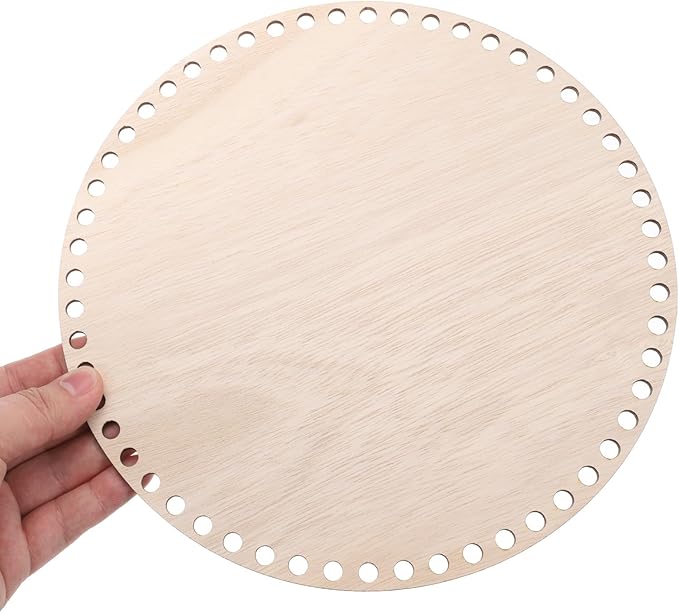 PATIKIL 10" Diameter Crochet Basket Bottom, 4Pcs Round Blank Crochet Knitting Wooden Base for DIY Craft Weaving Basket Making Supplies Home Decoration, Brown