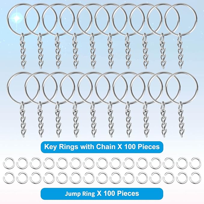 PAXCOO 150Pcs Split Key Chain Rings with Chain and Jump Rings Bulk for Crafts (25 mm)
