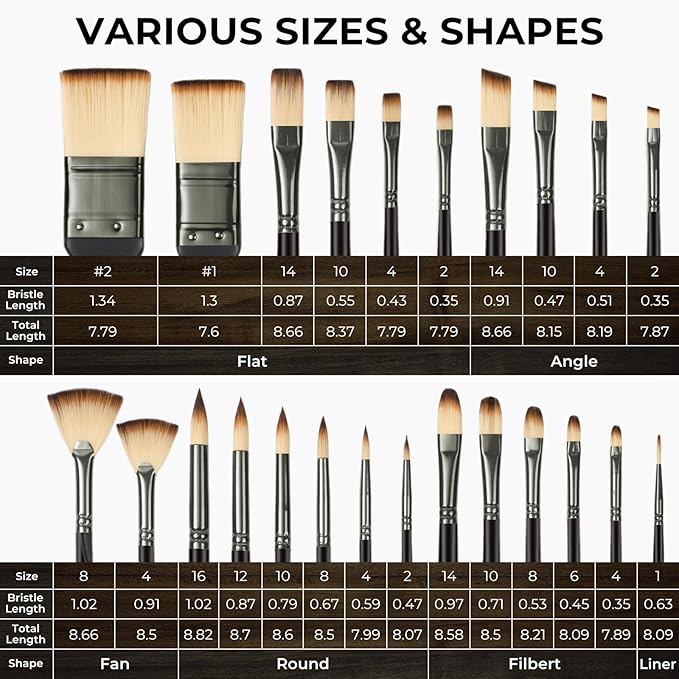 Nicpro 26pcs Paint Brush Set, Professional Paintbrushes with Palette Knife, Craft Paint Brushes for Acrylic Painting, Oil, Watercolor, Gouache & Canvas, Drawing & Art Supplies for Adults, Artists Gift