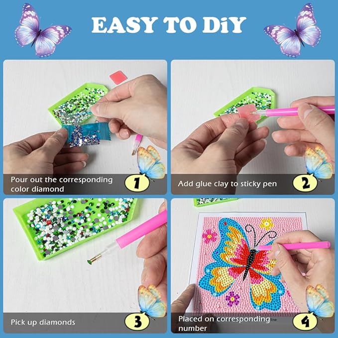 Labeol Diamond Art Kits for Kids Crafts for Girls Ages 6-8-10-12 Easy to DIY Creative Diamond Art Sticker Craft by Numbers Kits for Kids and Adult Beginners (6 Pack Lovely)