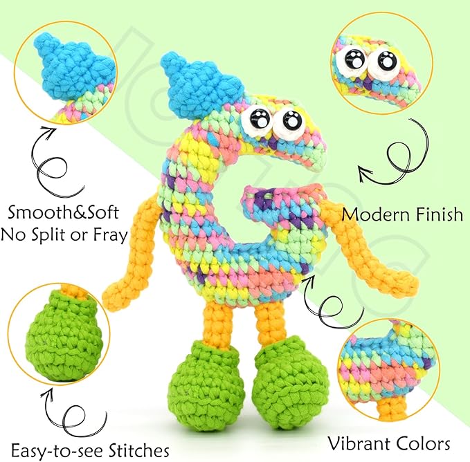 50g Rainbow Beginner Crochet Yarn for Crocheting and Knitting Multicolor Cotton Crochet Yarn for Beginners Easy Yarn for Beginners(Rainbow 03)