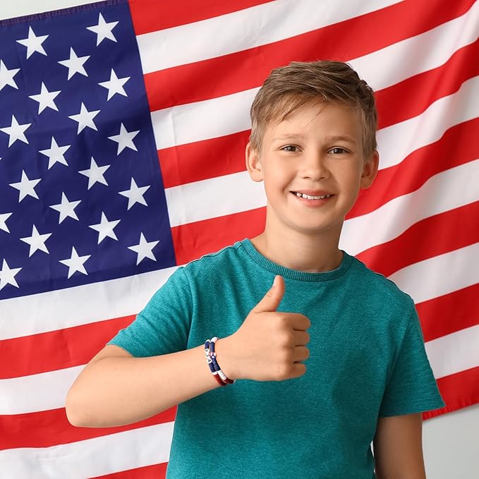 Red White and Blue Clay Beads, Clay Beads for Bracelet Making, Funtopia 5000 Pcs Heishi Flat Round Bead, Friendship Bracelet Kit with Letter Sports Bead, Birthday DIY Craft for Boys Adults