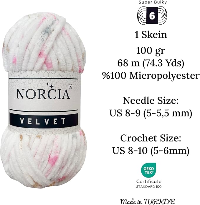 Soft Velvet Yarn Chenille Yarn for Crocheting Super Bulky 3x100g (3x74.3 yds) Baby Blanket Yarn for Knitting Amigurumi Yarn for Crochet Weaving Craft
