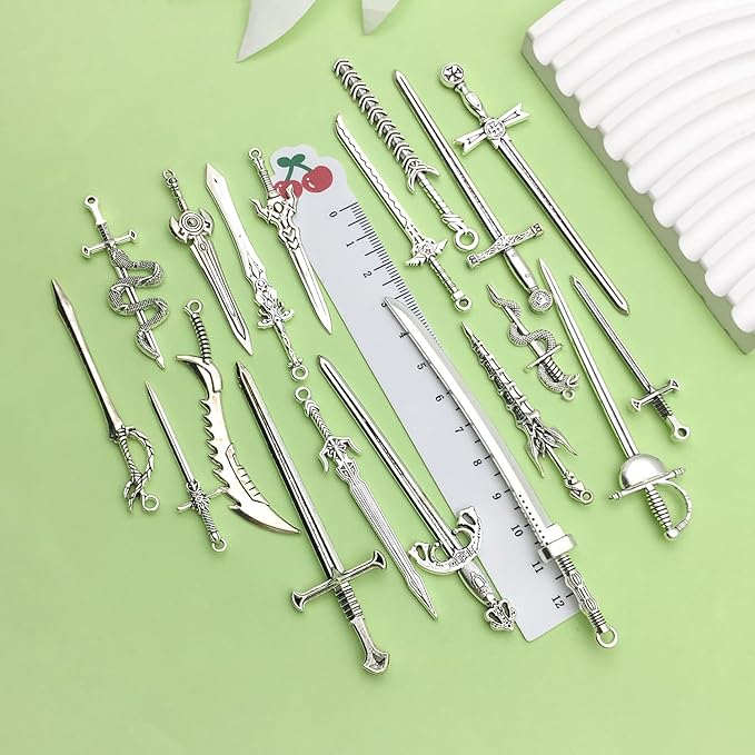 Sailanzi 40pcs antique silver sword bookmark set Pendant Jewelry Making DIY Keychain Earrings Pendant Various Design Charms for Jewelry Making Bracelets Necklace (SN791)