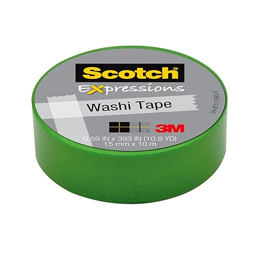 Scotch Expressions Washi Tape, Arts and Crafts Tape, .59 in x 393 in, Green, 6 Rolls