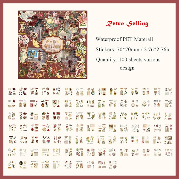 455pcs Natural Stickers for Scrapbooking, Plants Flowers Butterfly Mushroom People Aesthetic Scrapbook Stickers for Junk Journal Supplies, Decals Floral Botanical Journaling Sticker for Art Crafts