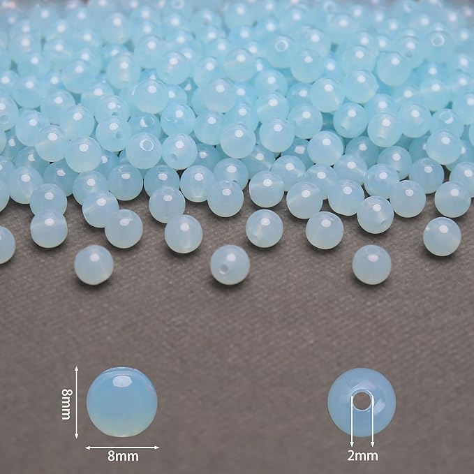bonny boxx 500pcs 8mm jelly light blue acrylic round beads, smooth transparent acrylic balls, plastic resin gumball bubblegum chunky beads for necklace & bracelet making, crafting supplies