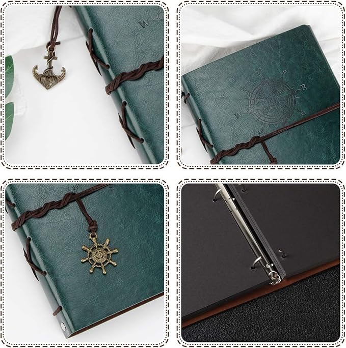 ThxMadam Leather Scrapbook Album 60 Pages Vintage Love Photo Album,11 * 8.1 Inch Scrapbook for Couples-DIY Memory Book,Birthday/Wedding Guest Book Gift for Anniversary Mother's Day