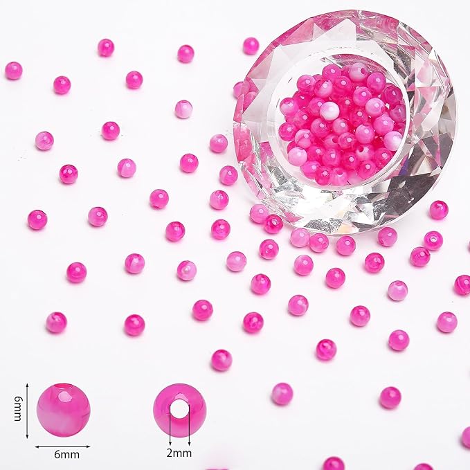 bonny boxx 1000pcs 6mm rose jade round beads, smooth acrylic balls, plastic resin gumball bubblegum chunky beads for necklace & bracelet making, crafting supplies