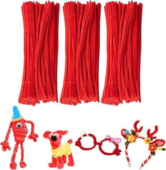 Red Pipe Cleaners Craft,200pcs Craft Supplies Chenille Stems Arts & Crafts for DIY Valentines Day Decorations,Flowers Making Pipe Cleaners Bulk Gifts for Her Room Decor,Valentine Candy Ornament