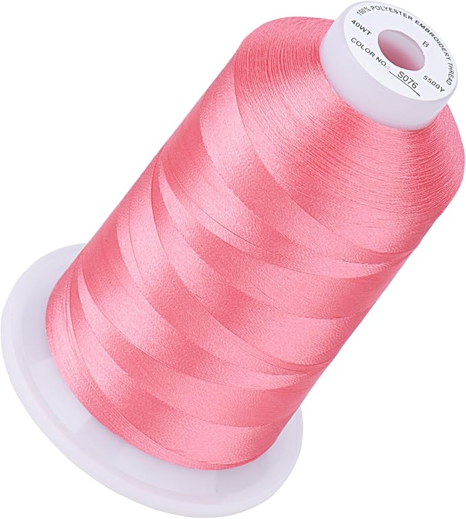 Simthread 5500Yds Embroidery Thread, 5000M High-Yardage 40WT 100% Polyester Thread – 170+ Vivid Colors, High-Speed Rated – Compatible with Brother, Singer, Janome & More - Dusty Pink S076