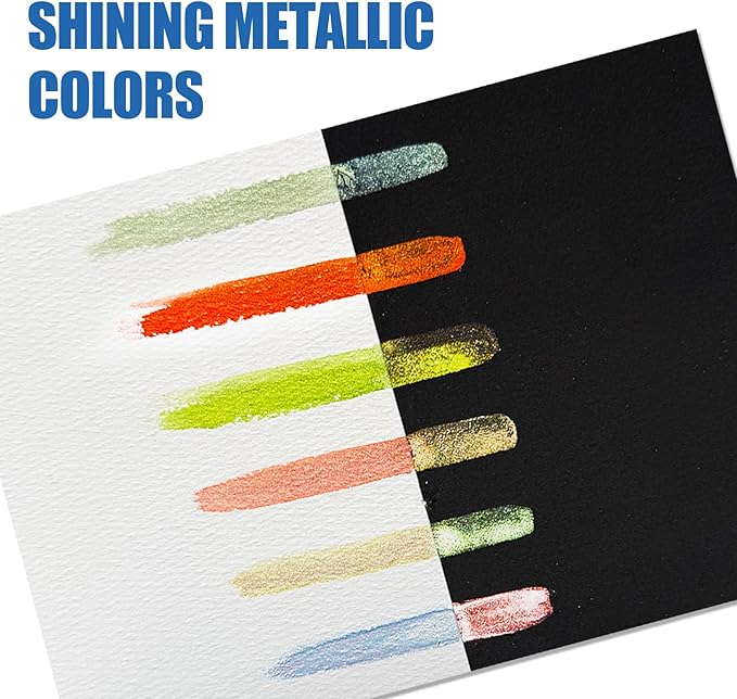 20 Colors Metallic Watercolor Paint Set Adult, Travel Painting Kit, Shifting Solid Glitter Watercolors Art Kits for Beginner, Gifts (Easter‌)