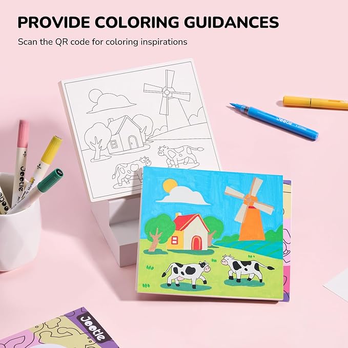 Jootle Coloring Books for Adults Relaxation,23 Sheets (5.9''*6.5'') No-Bleeding Watercolor Coloring Books for Acrylic Marker,150lb(300gsm) Acid-Free 100% Cotton Paper