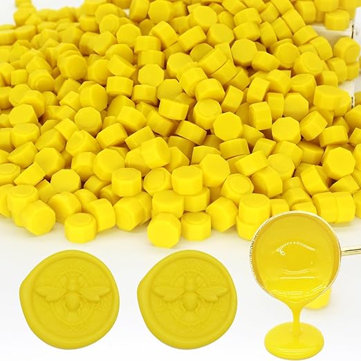 andotopee 600pcs yellow wax seal beads, premium sealing wax pellets for stamp seals, wedding invitation, letter envelope, greeting card decorations & scrapbook diy crafts