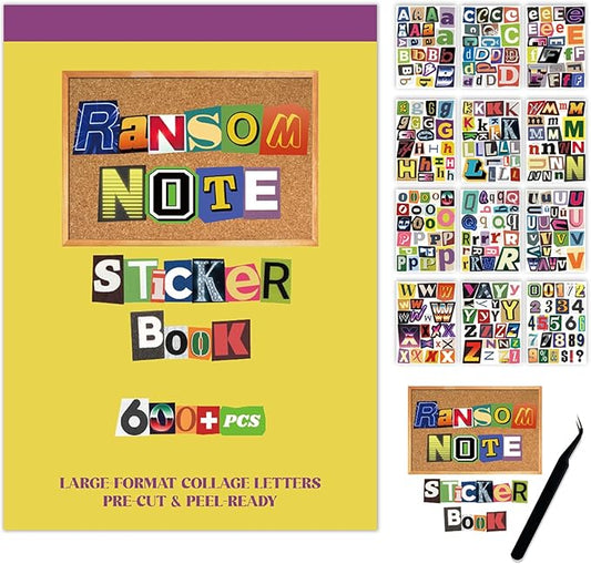 Large Ransom Note Alphabet Letter Stickers Book, Retro Mixed Font Collage Stickers for Scrapbooking, Junk Journal, DIY Craft Projects, Peel & Ready Stickers for Journaling, Card Making, Home Decor