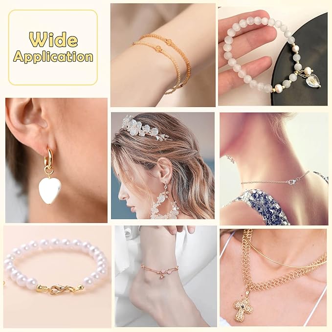 Acejoz 1200 Pcs Crimp Beads Supplies for Jewelry Making, Including Crimp Covers, Crimp Tubes and Wire Guardians, Lobster Clasps, Jump Rings, Crimping Pliers and Beading Wire for Bracelets Making