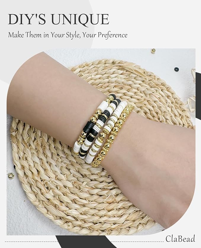 ClaBead Bracelet Making Kit for Boys 3200Pcs, Clay Beads Bracelet Kit with Gold Beads and Gold Flower, Swift Friendship Beads Bracelet Kit for Bracelets Making