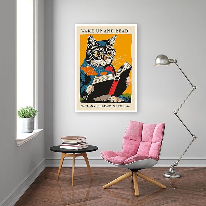 ARPADAMO Diamond Art Kits for Adults,5D Reading Cat Diamond Painting DIY cat Diamond Art Diamond Painting Kits for Adult,Round Full Drill Diamonds, Diamond Art Kits for Home Decor-12x16inch