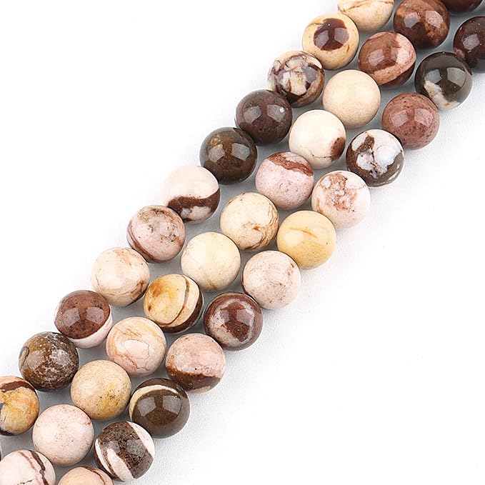 Natural Stone Beads for Jewelry Making - 6mm Gemstone Round Beads for Bracelets(58-60pcs, 6mm, Australian Zebra)