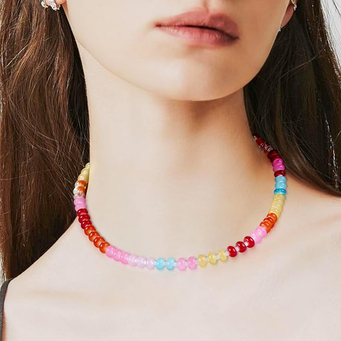 Funtopia Rondelle Glass Beads for Jewelry Making, 720pcs Abacus Glass Beads for Bracelet, 24 Colors Gemstone Spacer Crystal Beads for Necklace DIY Crafts, 5x8mm