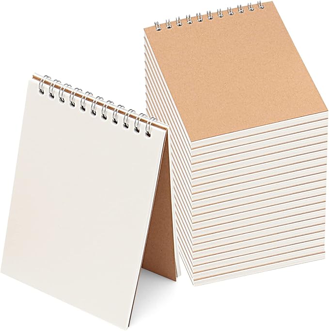 HEIHAK 20 Pack A6 Sketch Notebooks, 120 Pages 60 Sheets Top Spiral Bound Pocket Sketchbooks, Small Spiral Notepads Sketch Pads Bulk for Kids Drawing, Sketching, Painting, Writing, Crafting, 4" x 6"