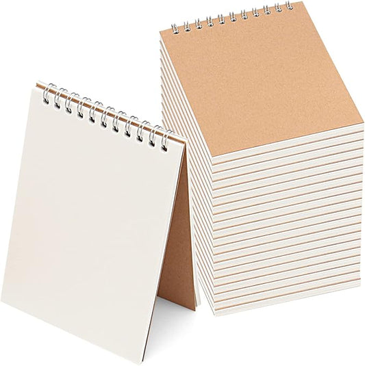 HEIHAK 25 Pack A6 Sketch Notebooks, 120 Pages 60 Sheets Top Spiral Bound Pocket Sketchbooks, Small Spiral Notepads Sketch Pads Bulk for Kids Drawing, Sketching, Painting, Writing, Crafting, 4" x 6"