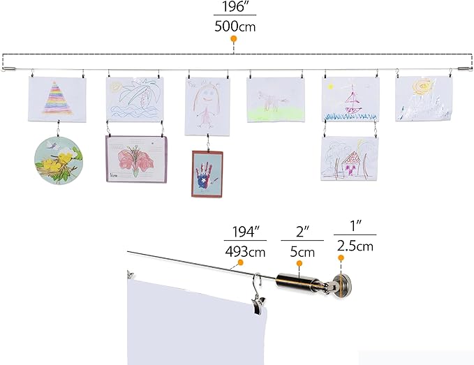 Wallniture Curtain Drape Wire Rod Set for Tapestry, Kids Crafts, Wall Decor Picture Hanging Kit