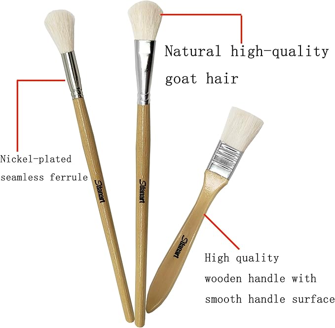 Gilding Brush Set,7 PCS Professional Goat Hair Blend Mop Brush Set for Acrylic Gouache Watercolor Oil Painting Gold foil and Gold Leaf Sheets
