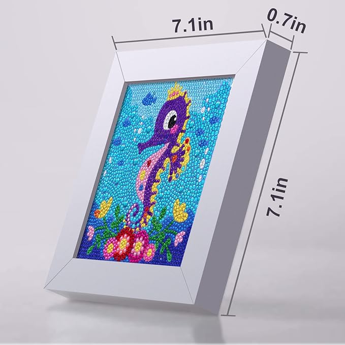 5D Diamond Painting Kits for Kids 7.1‘’ X 7.1‘’ Wooden Frame Diamond Arts and Crafts for Kids Mosaic Gem Stickers by Number Kits DIY Painting Arts Crafts Supply Set Embroidery Gift (Style M)