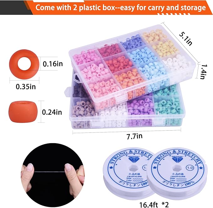 greentime pony beads kit, 2800 pcs opaque matte bead for bracelets crafts kandi beads hair bead for braids frosted beading kit for bracelet making friendship necklace diy crafts (9mm 24colors)