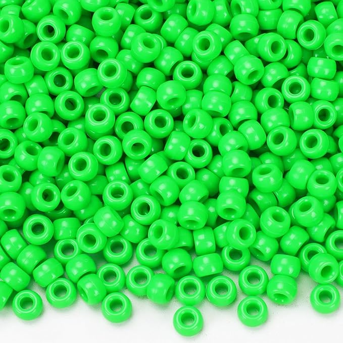 IOOLEEM Light Green Pony Beads,1200pcs Beads for Bracelets Making & Hair braiding, Kandi Friendship Bracelets & Jewelry Making.