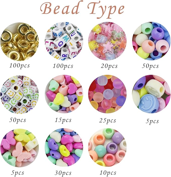 358/450 Pcs Acrylic Beads Jewelry Making Kit with Charms, Keychain Supplies for DIY Bag Charm, Keychain Making Gifts
