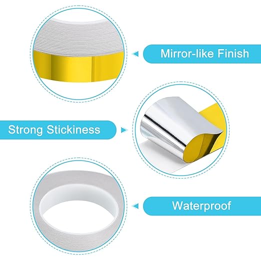 uxcell Metallic Tape, 0.78 in x 164 ft Self Adhesive Metalized Polyester Film Tape Waterproof Shiny Washi Tape for Walls Graphic Arts Gifts Wrapping Crafts Decoration, Gloss Gold