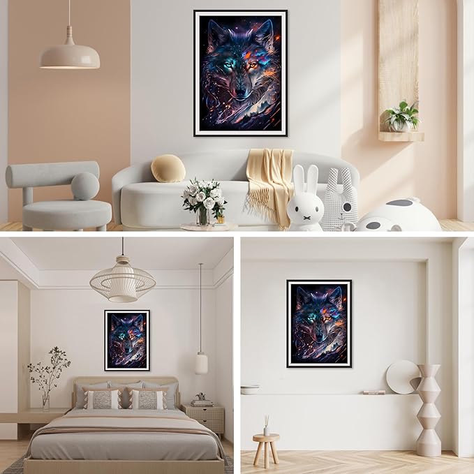 SENQAO Wolf Diamond Painting Kits for Adults, Wolf DIY 5D Full Drill Diamond Painting Kits for Adults Kids Beginner, Diamond Dots for Home Wall Decor, Gem Art 12 x 16 Inches