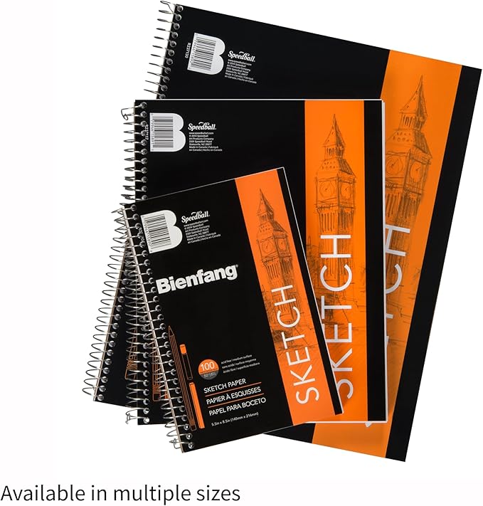 Bienfang Sketch Pad 11x14 Inch, 100 Sheets of 60lb 90gsm Art Paper, Spiral Bound Sketch Book Drawing Notebook