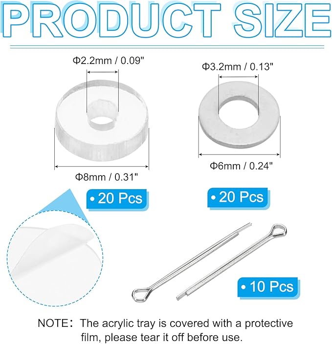 PATIKIL 8mm Doll Joints, 10 Set Removable Cotter Pin Joints Connector and Acrylic Tray for Bear Limbs Making Head Joints DIY Crafts Accessories