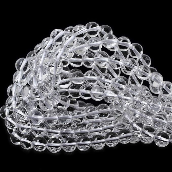 cheavian 45pcs 8mm natural clear white crystal quartz round loose beads crystal energy stone for jewelry making 1 strand 15"