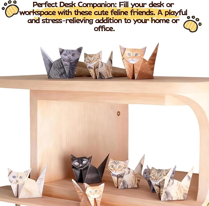 Diy Origami Paper Cats, 50 Sheets Diy Origami Paper To Fold 3d Cute Cat Figures (cat)