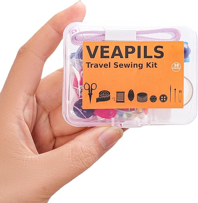 Travel Sewing Kit, Mini Sewing Kit Travel Size with Multicolor Threads, Scissors, Needles, Buttons, 38 Piece Portable Emergency Sewing Set with Case, Sewing Repair Kit for Adults - Craft Supplies (1)