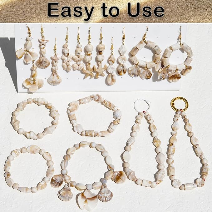 680+Pcs Ocean Beads for Bracelets Making Kit, Imitation Boho Ocean Beach Shell Bead Charms Starfish Beads Summer Sea Dangle Pendant for Jewelry Making Necklace Earring Bracelet Anklet DIY Craft